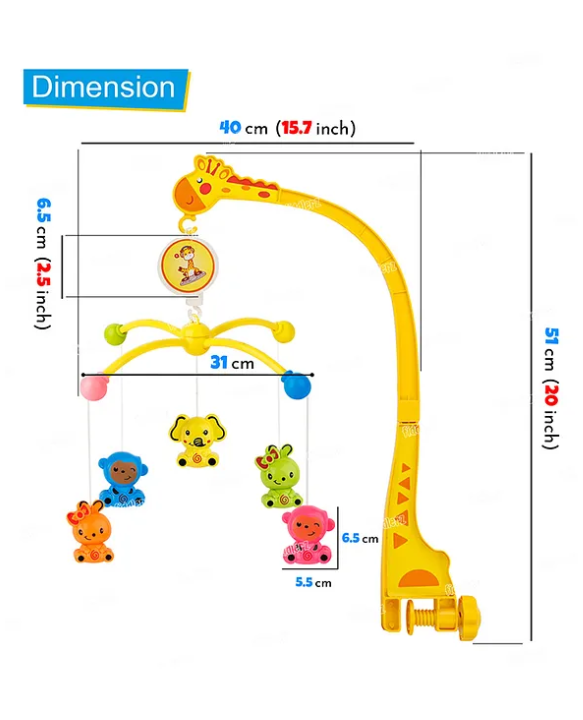 Fiddlers Rotating Musical Cot Rattle for Babies Mobile for Cradle - Multicolor
