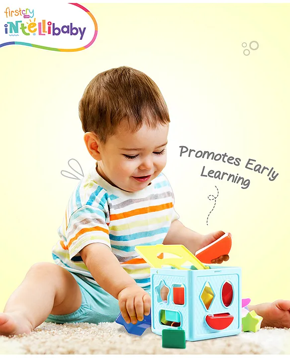 Intellibaby Premium Shape Sorter Cube for Toddlers | 18 Multicoloured Shapes | Builds Motor Skills |Early Learning Educational Toy |Paediatrician Approved |Colour May Vary |BIS Certified |For Gifting