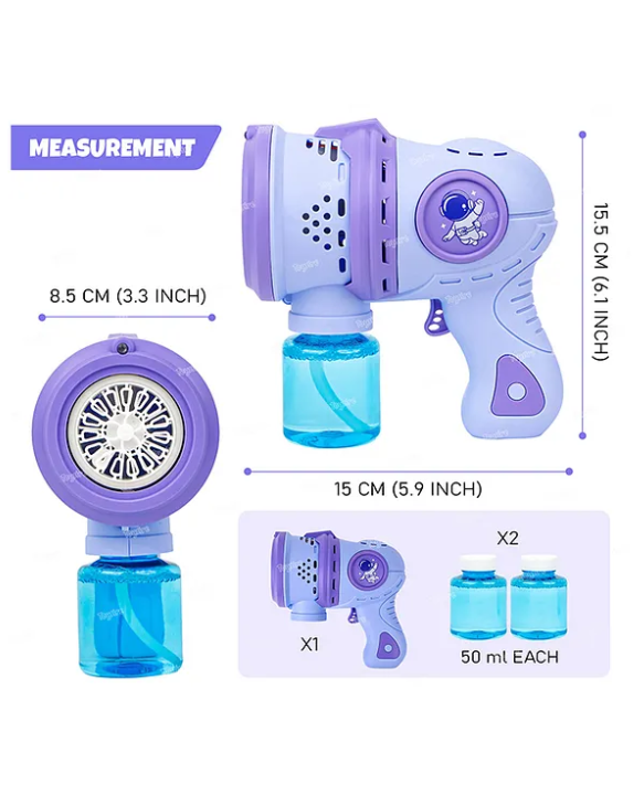 TOYSIRE Toysire Bubble Gun for Kids Leak-Proof Bubble Machine Automatic Space Bubble Blower with Led Light Bubble Maker for Girls Boys (Colour May Vary)