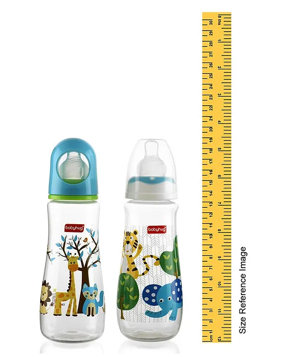Babyhug Feeding Bottle Animal Print Blue And White Pack of 2 - 250 ml each