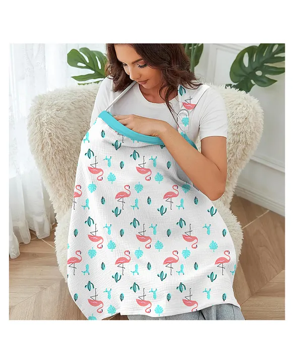 Mom's Home Moms Home Organic Cotton Muslin Nursing Cover For Breastfeeding Feeding Apron - Multicolor