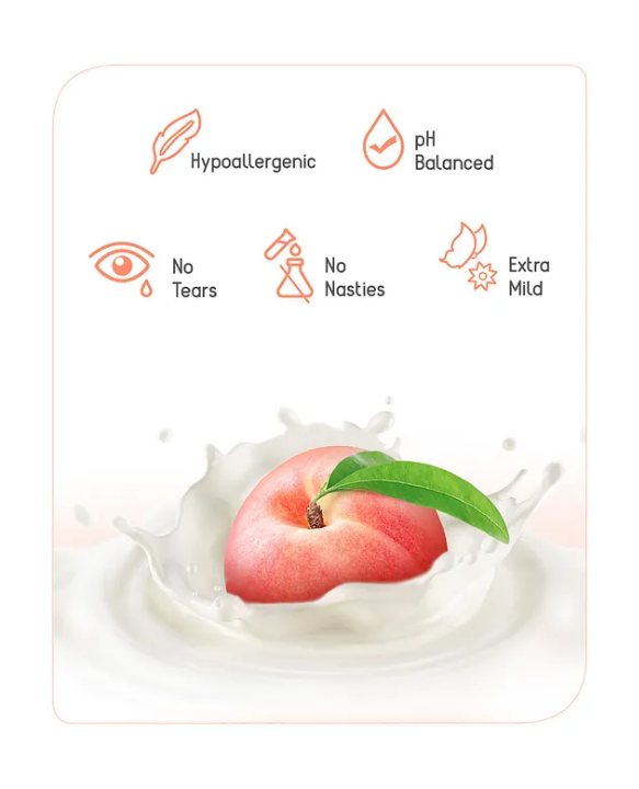 Babyhug Advanced Sensitive Peach Milk Shampoo No Tear Formula Suitable For Newborn Baby - 100 ml