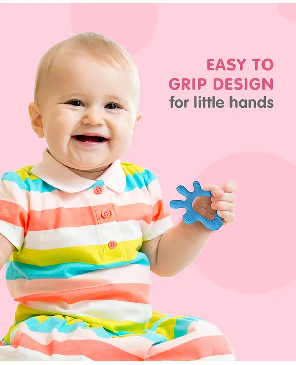 Fab N Funky Palm Shape Silicone Teether - Sky Blue( Color May Vary)