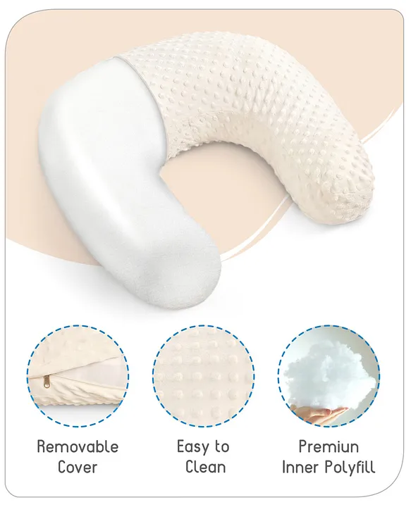 Babyhug Sleeping Bag Feeding Pillow & Blanket Combo Set with Giraffe Embroidery - White