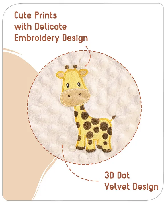 Babyhug Sleeping Bag Feeding Pillow & Blanket Combo Set with Giraffe Embroidery - White