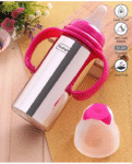 Babyhug Stainless Steel Feeding Bottle with Twin Handles, Pink 250ml