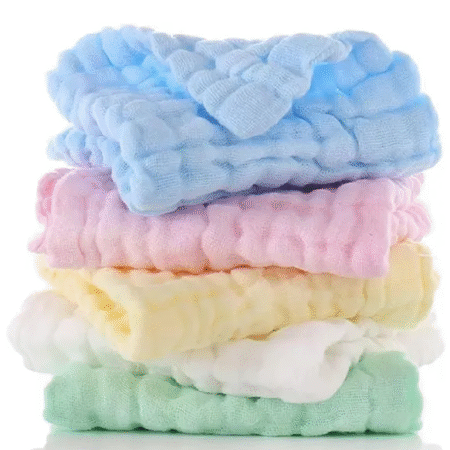 Little Boo Muslin 6 Layer Cotton Face Towels for Newborn Baby Extra Soft Hankies Reusable Napkins f (Pack of 5). Multicolor
