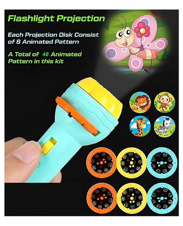 ADKD Projector Flashlight Torch with 6 Reels & 48 Pattern (Colour May Vary)