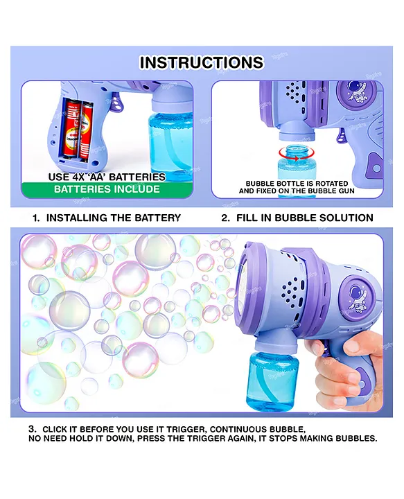 TOYSIRE Toysire Bubble Gun for Kids Leak-Proof Bubble Machine Automatic Space Bubble Blower with Led Light Bubble Maker for Girls Boys (Colour May Vary)