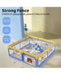 StarAndDaisy 'We Care' Playpen for Baby Portable and Play Yard for Kids with Teddy Bear Print Blue 120cm x 120cm