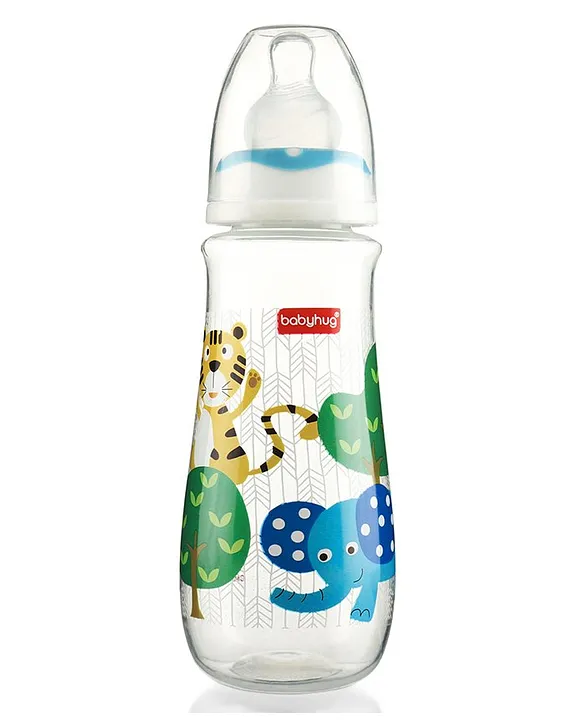 Babyhug Feeding Bottle Animal Print Blue And White Pack of 2 - 250 ml each