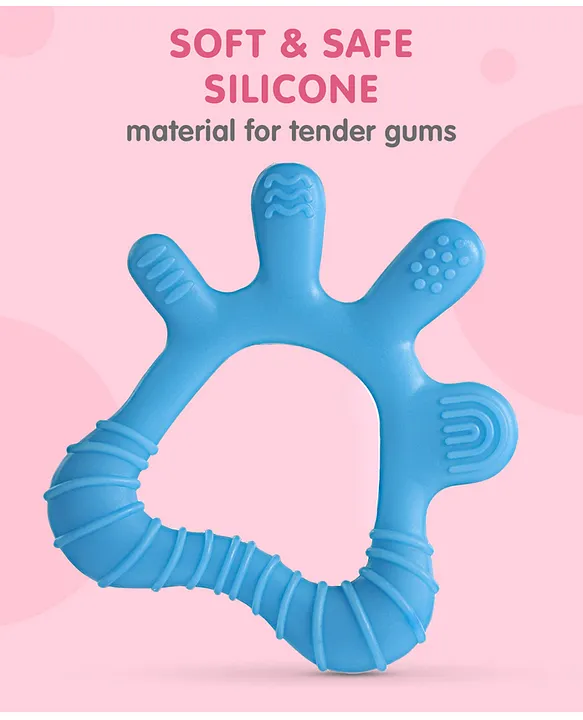 Fab N Funky Palm Shape Silicone Teether - Sky Blue( Color May Vary)