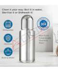 AEREX Stainless Steel Baby Feeding Bottle for Milk with Cleaning Brush