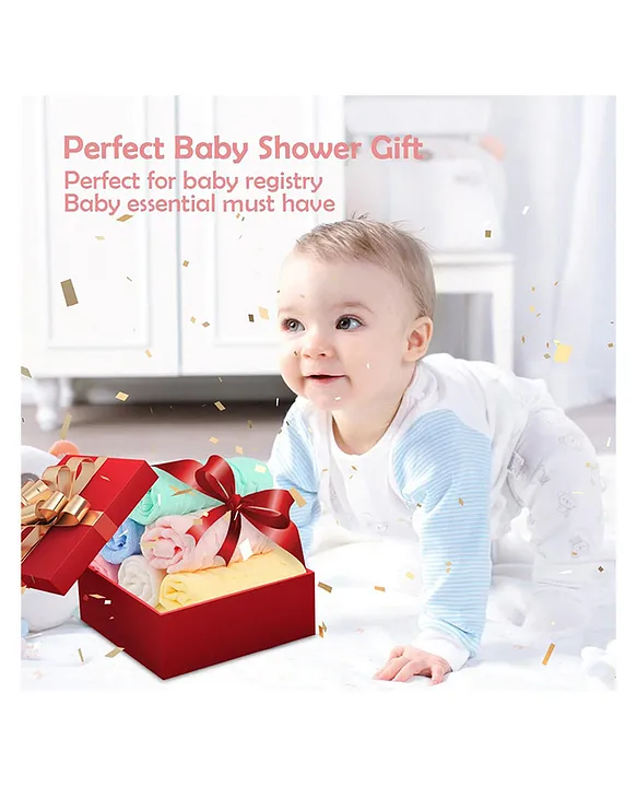 Little Boo Muslin 6 Layer Cotton Face Towels for Newborn Baby Extra Soft Hankies Reusable Napkins f (Pack of 5). Multicolor