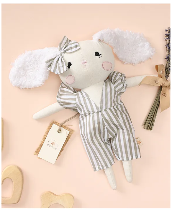 BABY FOREST Cuddly Buddies Bunny Girl Soft Toy | Handmade Soft Toy | Soft & Durable Fabric Eco-Friendly | Safe for Babies