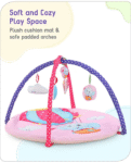 Babyhug Play Gym with Hanging Rattles|Elephant on Air Balloon Theme Soft Activity Play Mat Portable & Easy to Carry with Detachable Toys|2+ Months Motor Skill Development |Ideal for gifting|BIS