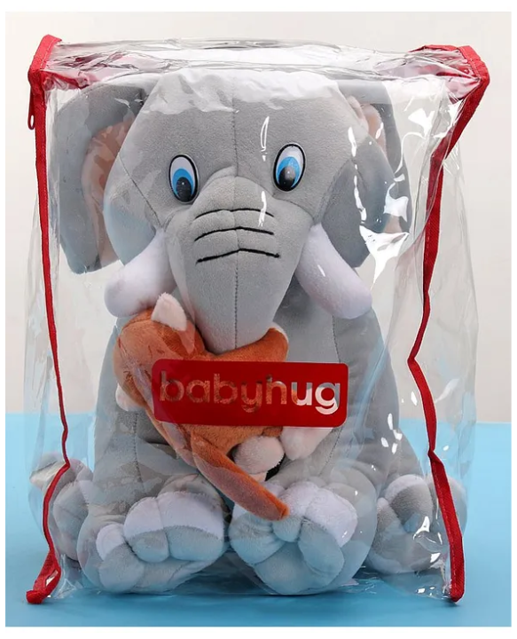 Babyhug Elephant with attached Monkey Soft Toy for Kids|Huggable Plush Animal Duo for Snuggles,Imaginative Play & Emotional Development|Cuddly Toy ideal for gifting|2+ Years|BIS|Height-30 cm