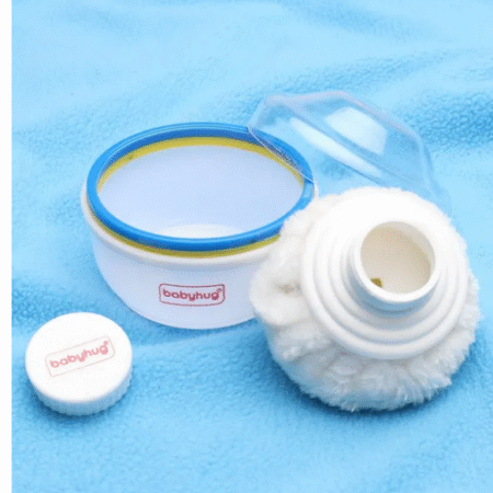 Babyhug Soft Powder Puff with Built-In Storage Case White & Pink | Gentle | Safe | Hygienic | Soft Cotton