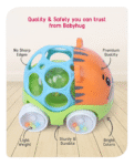 Babyhug Premium Tiger Free Wheel Car Cum Orange Rattle Toy| Fun, Flexible, and Soothing Rattle Toy for Kids Gifting Toy| Child Safe Material| Improves Motor Skills| Early Development Toys for 3+ Months| Non-Toxic| BIS Certified