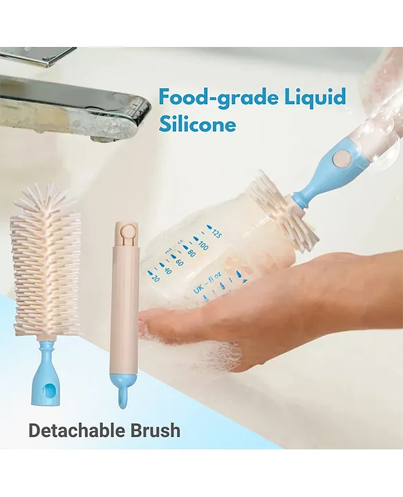 Adore Advanced PRACTO-The Smart Travel Bottle Cleaning Brush Kit & Drying Rack with Storage Case- Blue