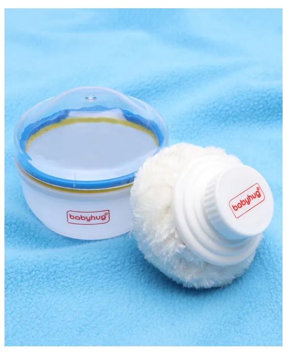 Babyhug Soft Powder Puff with Built-In Storage Case White & Pink | Gentle | Safe | Hygienic | Soft Cotton
