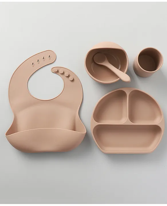 Fab N Funky Silicone Feeding Set - Khaki
