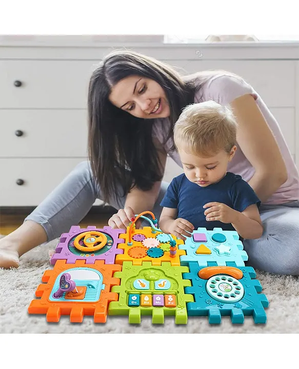 ADKD 6 Slide Intelligence Learning Musical Kids Shape Sorter Activity Cube Game - Multicolor