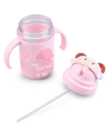 Fab N Funky Twin Handle Straw Sipper Pink - 400 ml
