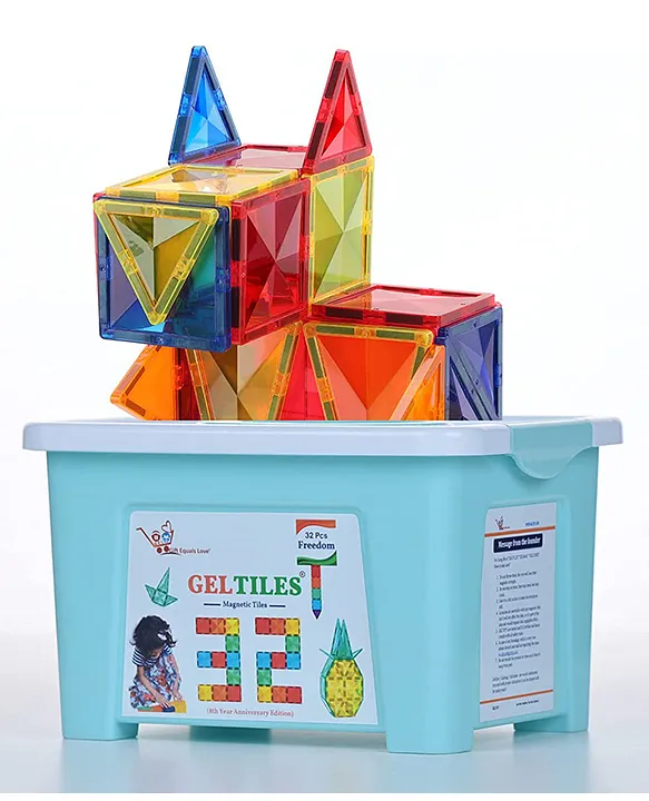 GELTOY Gel tiles Magnetic Tiles Freedom 32 Pieces Set Creative Learning