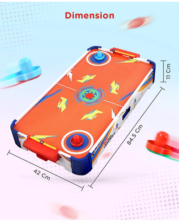 Play Nation Rechargeable Air Hockey I Real Air Flow with 2 Strikers, 2 Pucks Tabletop Game Indoor Fun Interactive Sports | BIS Certified