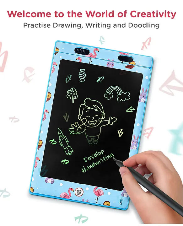 Play Nation 8.5 Inch Writing Tablet - Blue| with Erase-Lock| Erase & Write| Perfect for Gifting| for Boys & Girls