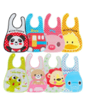 Adore Baby Plastic Bib/ Waterproof Quick Dry Sleeveless Printed Bibs Apron- Pack of 8 - Multicolor/ Multiprinted