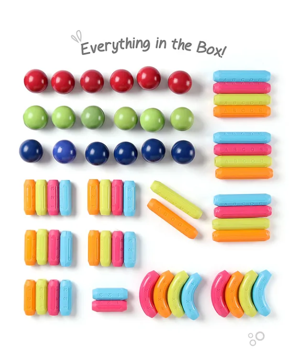 Intelliskills Premium 64 Pieces Magnetic Building Sticks & Balls Toy | Activity & Education Blocks | Montessori Learning & Construction | Unlimited Play | Non-Toxic