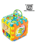 ADKD 6 Slide Intelligence Learning Musical Kids Shape Sorter Activity Cube Game - Multicolor