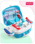 Babyhug Pretend Play Doctor Set with LED Lights&Realistic Medical Instruments| Wheeled Suitcase with Storage Tray for Role Play Fun Durable ABS Plastic|2+ Years Ideal for gifting|15 Pcs|BIS Certified