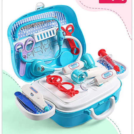 Babyhug Pretend Play Doctor Set with LED Lights&Realistic Medical Instruments| Wheeled Suitcase with Storage Tray for Role Play Fun Durable ABS Plastic|2+ Years Ideal for gifting|15 Pcs|BIS Certified