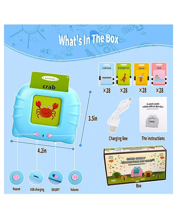 NEGOCIO 112 colorful Double-Sided Talking Flash Cards 224 Words (Colour May Vary)