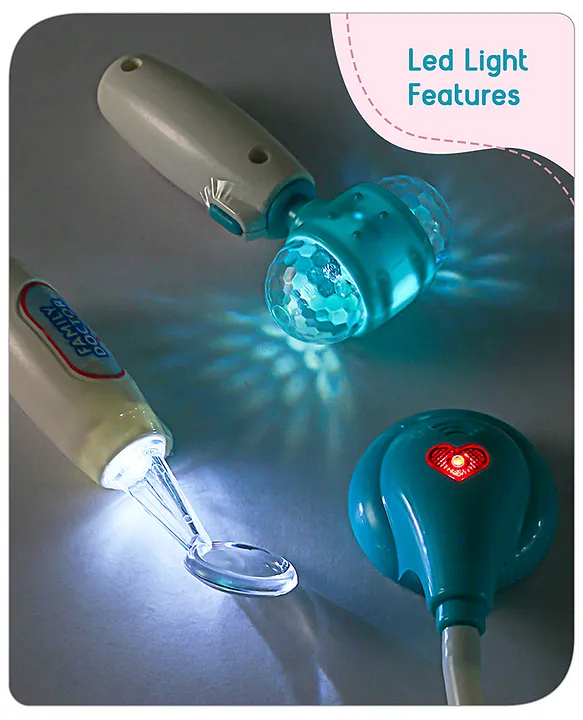 Babyhug Pretend Play Doctor Set with LED Lights&Realistic Medical Instruments| Wheeled Suitcase with Storage Tray for Role Play Fun Durable ABS Plastic|2+ Years Ideal for gifting|15 Pcs|BIS Certified