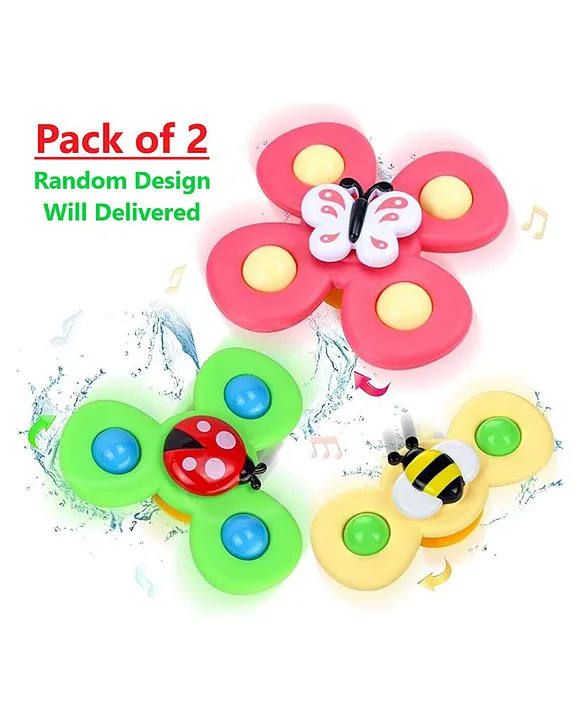 ADKD Butterfly Spinners Toy Waterproof Suction Cup Spinning Top Rotating For Boys Girls Pack of 2-(Random Design)