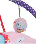Babyhug Play Gym with Hanging Rattles|Elephant on Air Balloon Theme Soft Activity Play Mat Portable & Easy to Carry with Detachable Toys|2+ Months Motor Skill Development |Ideal for gifting|BIS