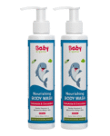 BabyOrgano Mild & Gentle Baby Body Wash for Moisturize Skin with Aloevera & Hibiscus Pack 2 - 200 ml Each