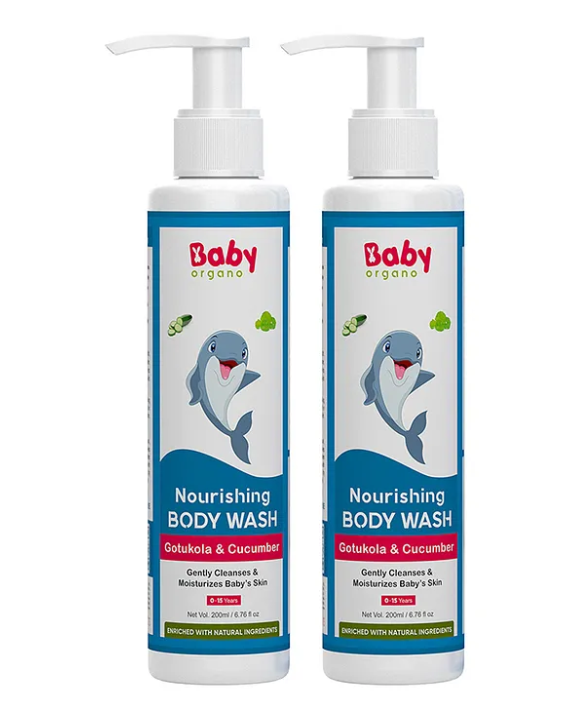 BabyOrgano Mild & Gentle Baby Body Wash for Moisturize Skin with Aloevera & Hibiscus Pack 2 - 200 ml Each