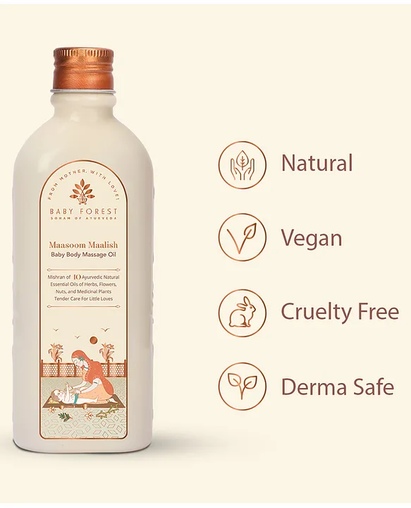 BABY FOREST Maasoom Maalish Baby Body Massage Oil enriched with Veldt Grape Rujamari Til oil Derma safe - 200 ml