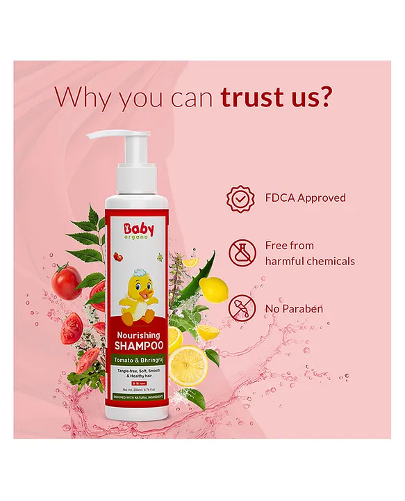 BabyOrgano Baby Shampoo for Smooth & Silky Hair with Lemon & Bhringraj Goodness- 200 ml