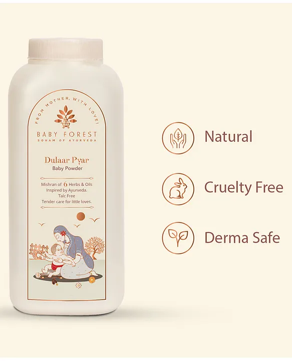 BABY FOREST Dulaar Pyar Talc-Free Baby Powder With Chamomile Flower Oil Jojoba Seed Oil Marigold Seed Oil - 200 g
