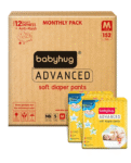 Babyhug Advanced Pant Style Diapers Medium (M) Size Monthly Box Pack - 152 Pieces