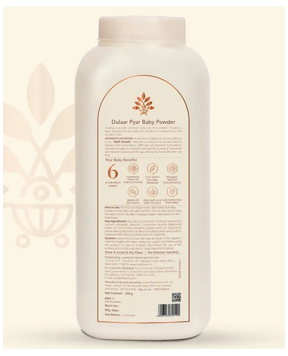 BABY FOREST Dulaar Pyar Talc-Free Baby Powder With Chamomile Flower Oil Jojoba Seed Oil Marigold Seed Oil - 200 g