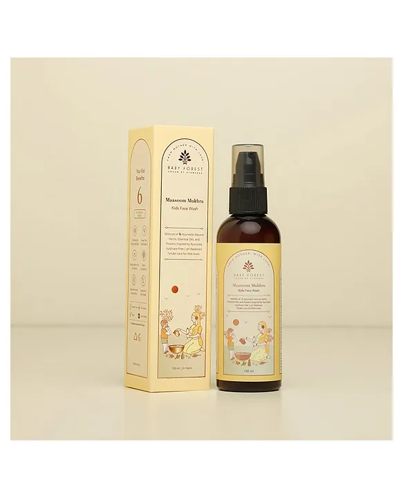BABY FOREST Maasoom Mukhra Ayurvedic Kids Face Wash Mixture of 6 Ayurvedic Natural herbs, Essential Oils & Flowers - 100 ml