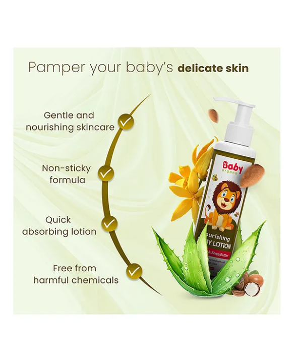 BabyOrgano Baby Lotion for Skin Nourishment with Shea Butter- 200ml