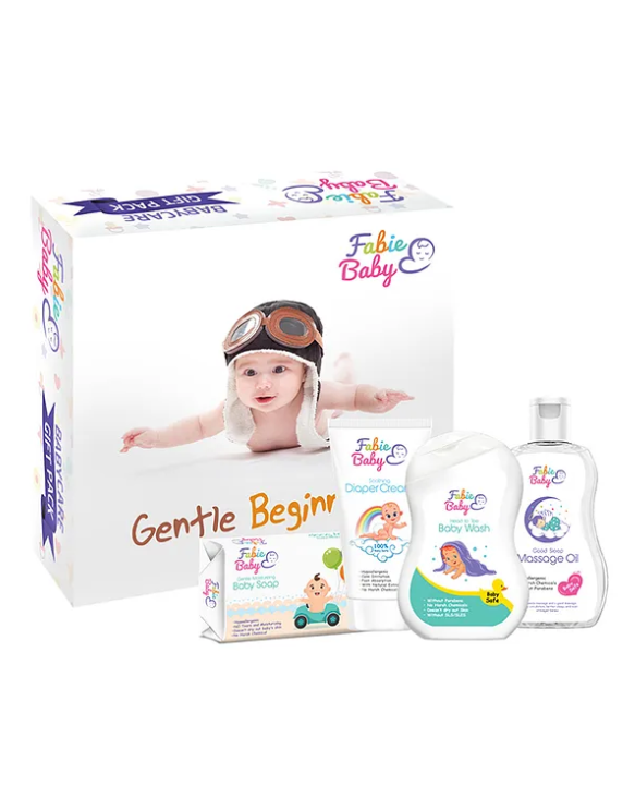 Fabie Baby Wash(200ml) Diaper Rash Cream (50ml) Massage Oil (200ml) & Soap (75g) Combo - Pack of 4